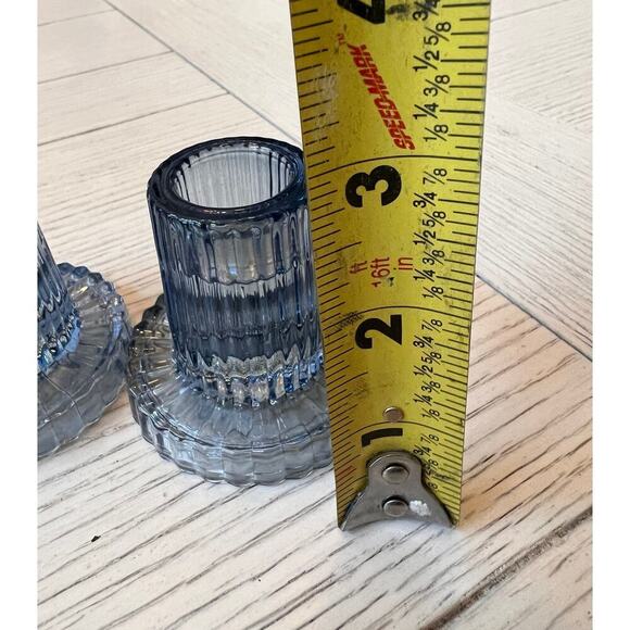 New Blue taper glass candlestick holders, 2. Measurements in pics. - Picture 5 of 6